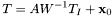 \[ T = A W^{-1} T_I + \mathbf{x}_0 \]