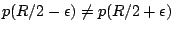 p(R/2-\epsilon)\ne p(R/2+\epsilon)