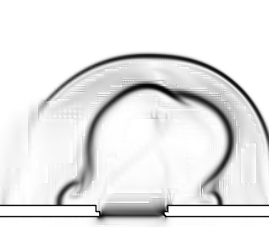 Schlieren plot at x=0, 90 microsec